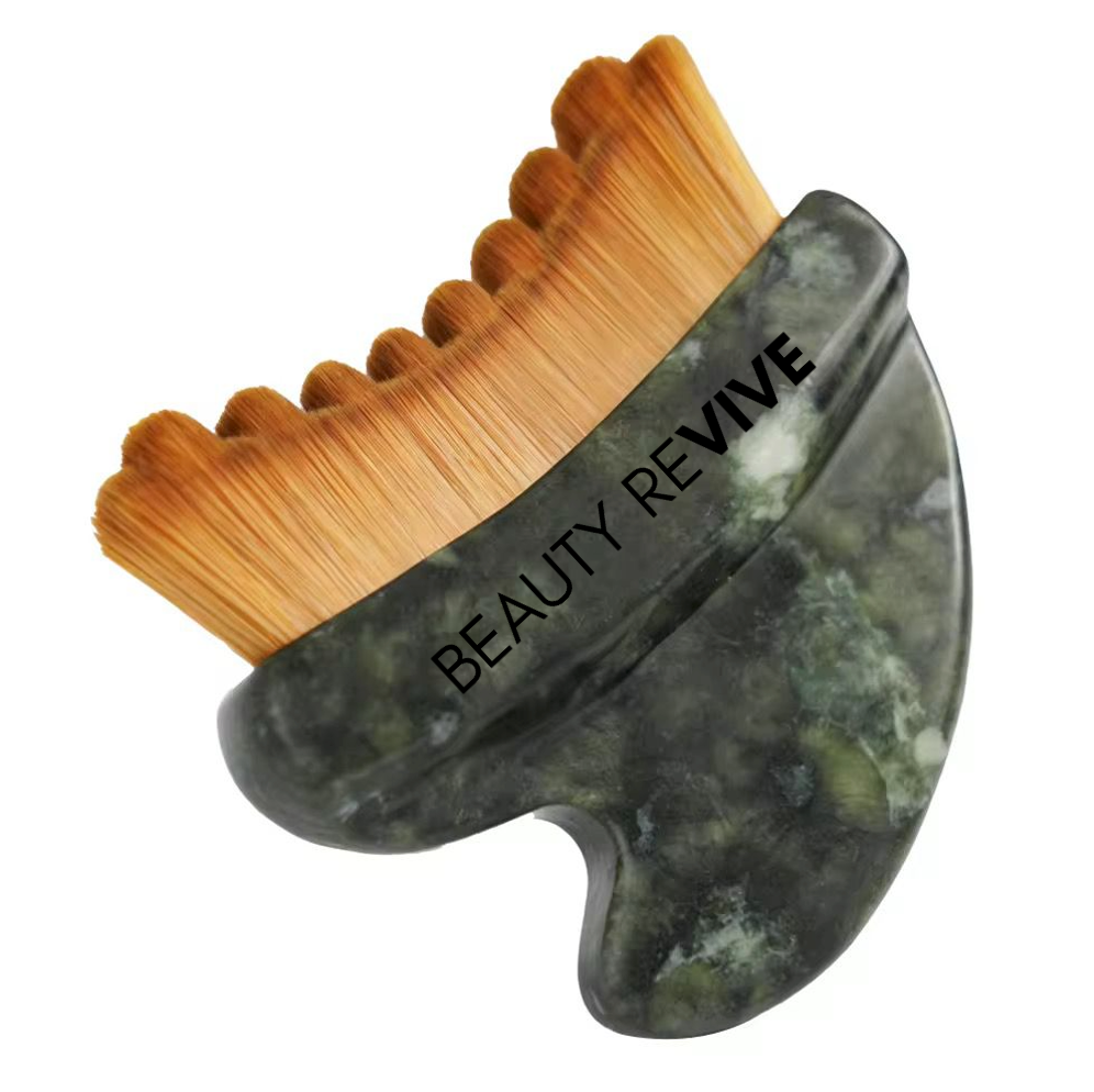 BEAUTY REVIVE Jade Stone Lymphatic Facial Brush | Cooling Facial Sculpting Tool
