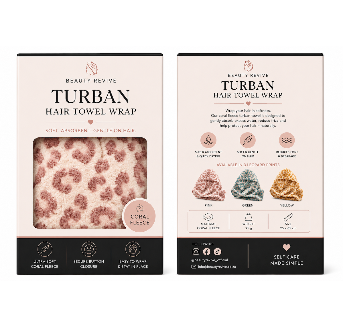 BEAUTY REVIVE Turban Hair Towel Wraps