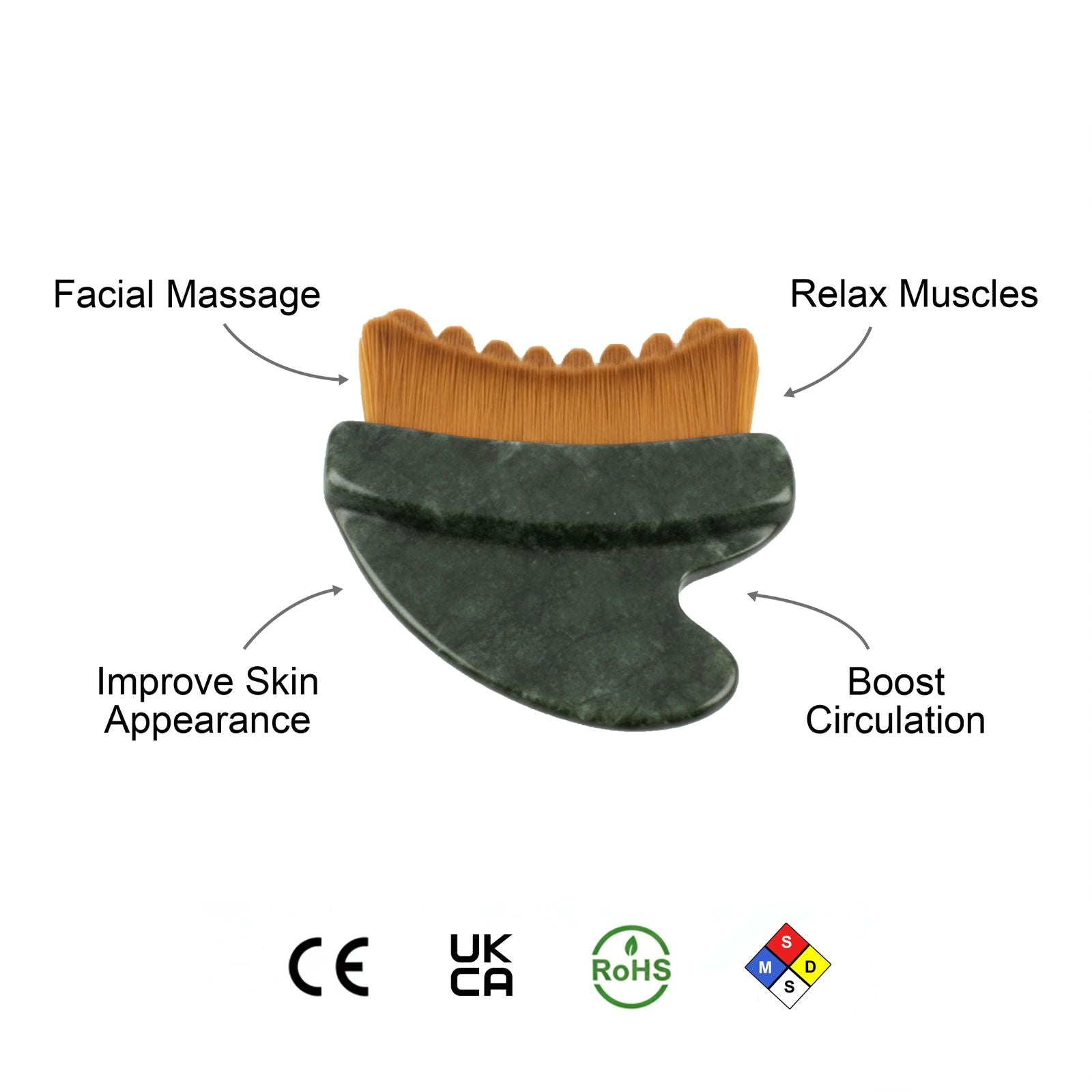 BEAUTY REVIVE Jade Stone Lymphatic Facial Brush | Cooling Facial Sculpting Tool