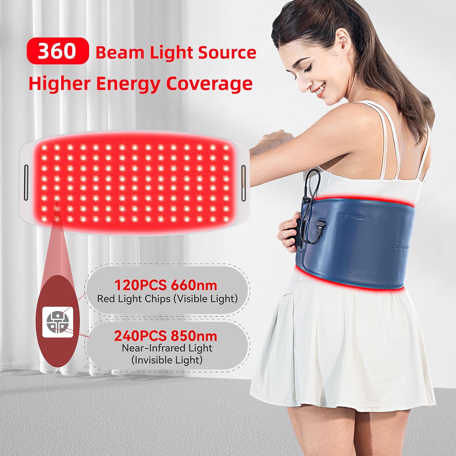 Hello Face 360 LED Chips Red Light Therapy Belt