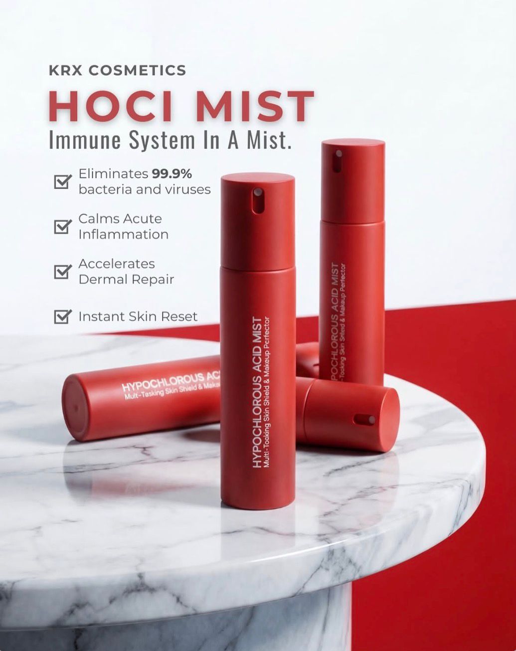 KRX Cosmetics Hypochlorous Acid Spray | Skin Healing & Acne Mist
