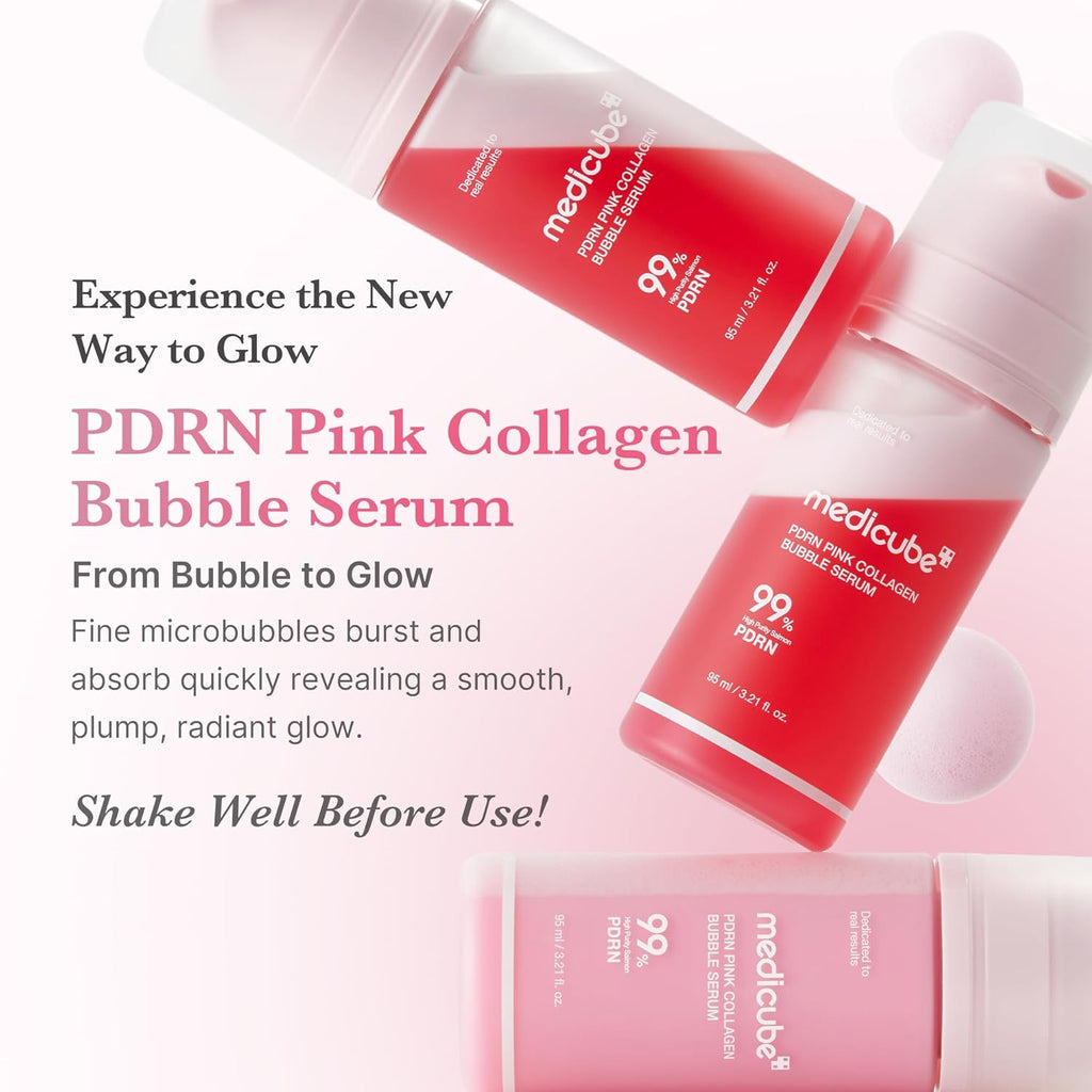 Medicube PDRN Pink Collagen Bubble Serum 95ml | Glow Boosting Regenerating Serum