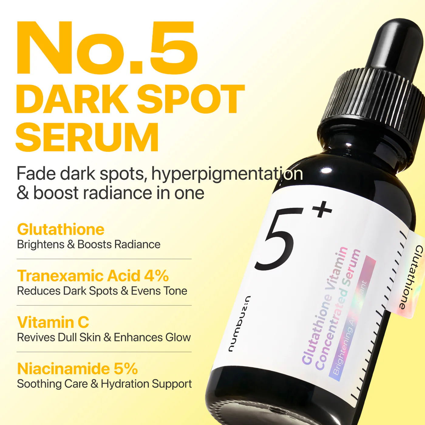 Numbuzin No.5+ Glutathione Vitamin Concentrated Serum | Brightening Glow Serum