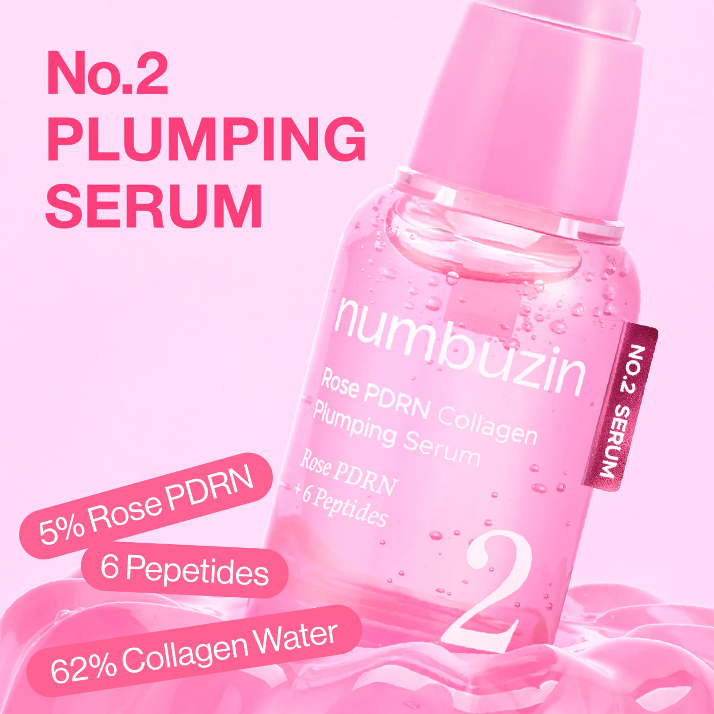 Numbuzin No.2 Rose PDRN Plumping Serum 30ml | Hydrating Anti-Ageing Serum